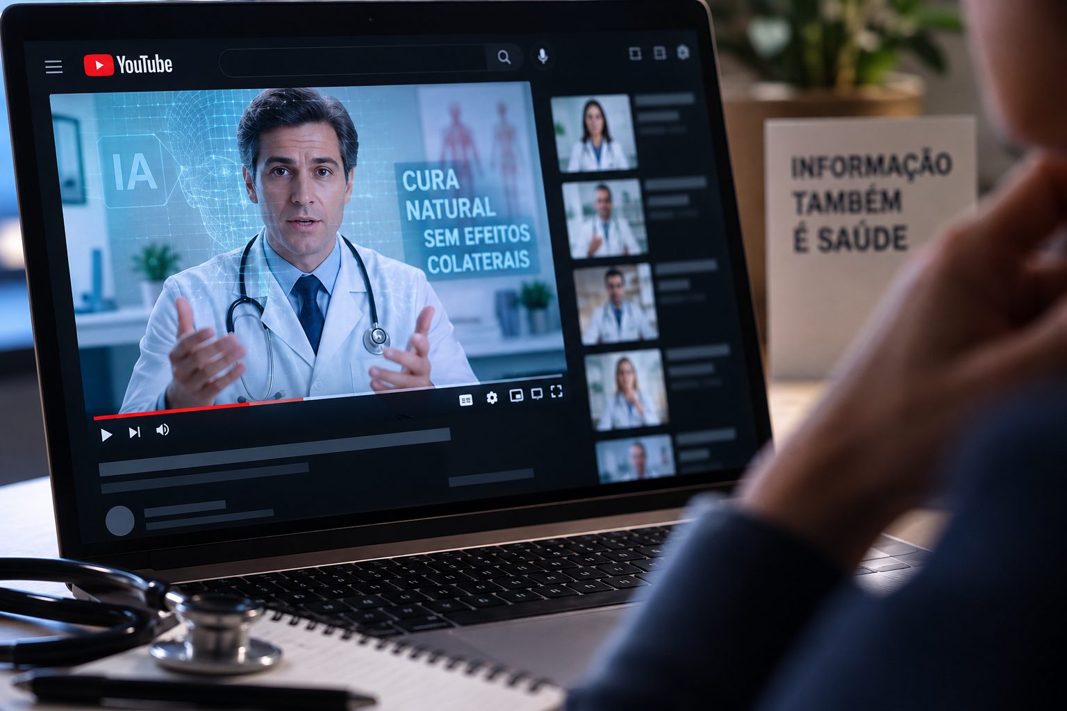 Governo identifica 97 médicos falsos de IA no Youtube e aciona Google